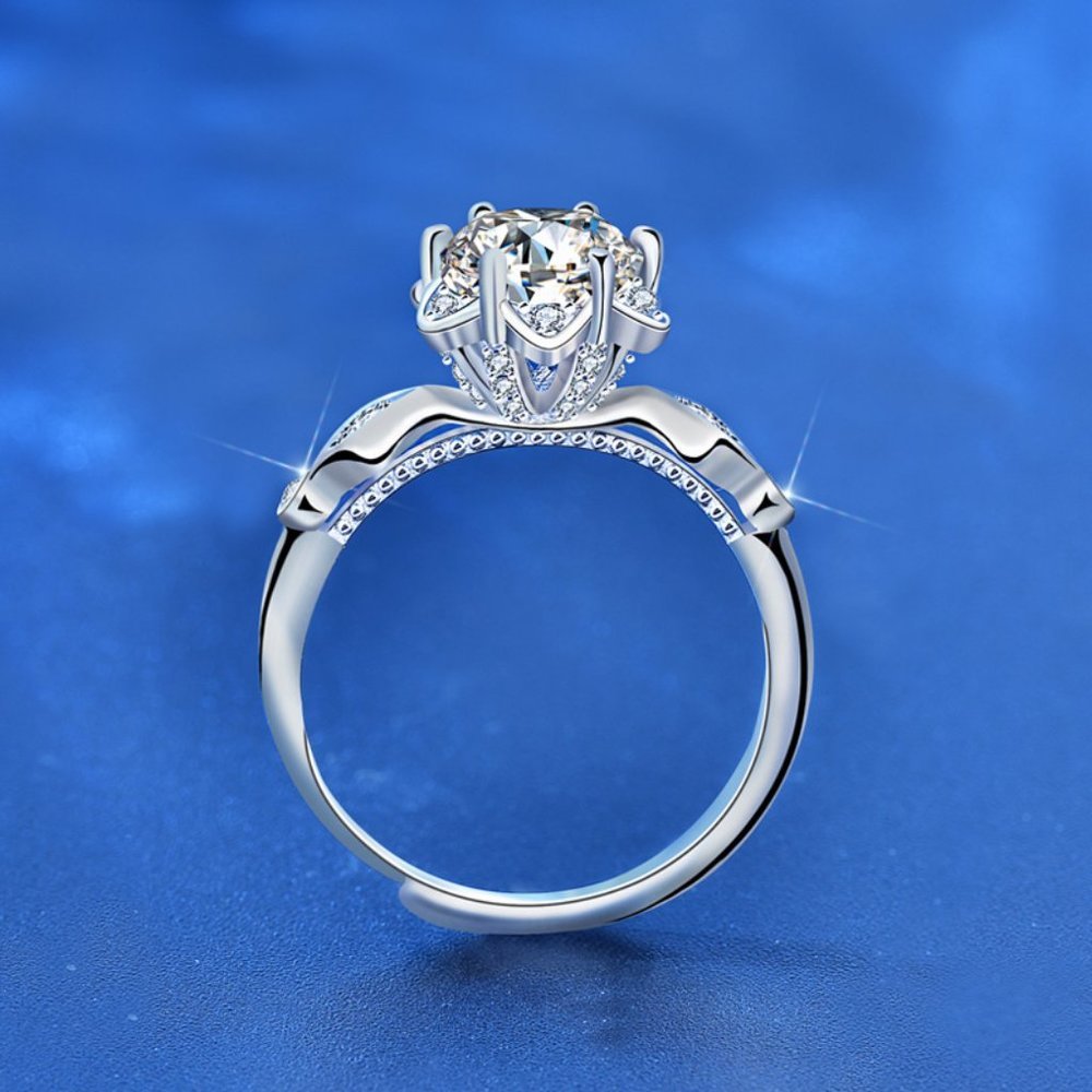 Certified 1ct. t.w. Diamond Moissanite Flower Ring NEW F - Picture 3 of 11